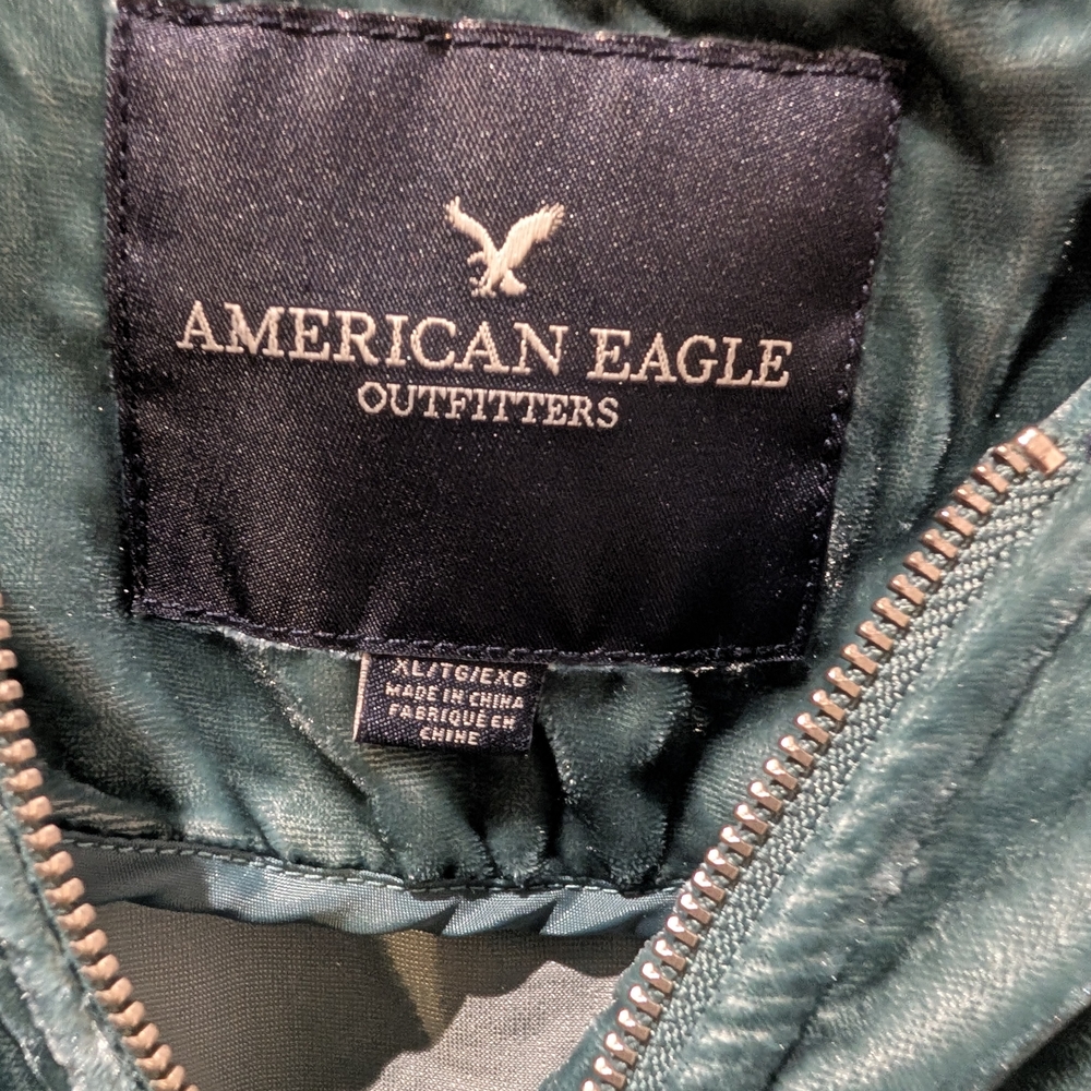 American Eagle Teal  Velvet Zip-Up Jacket - Picture 2 of 10